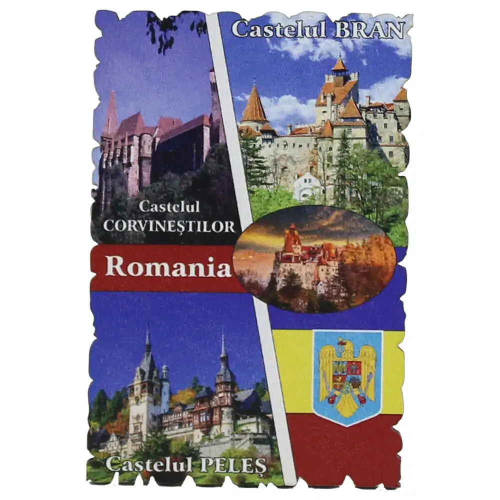 Casă și decorațiuni - Magnet frigider din lemn 6x9 cm Castele Romania
