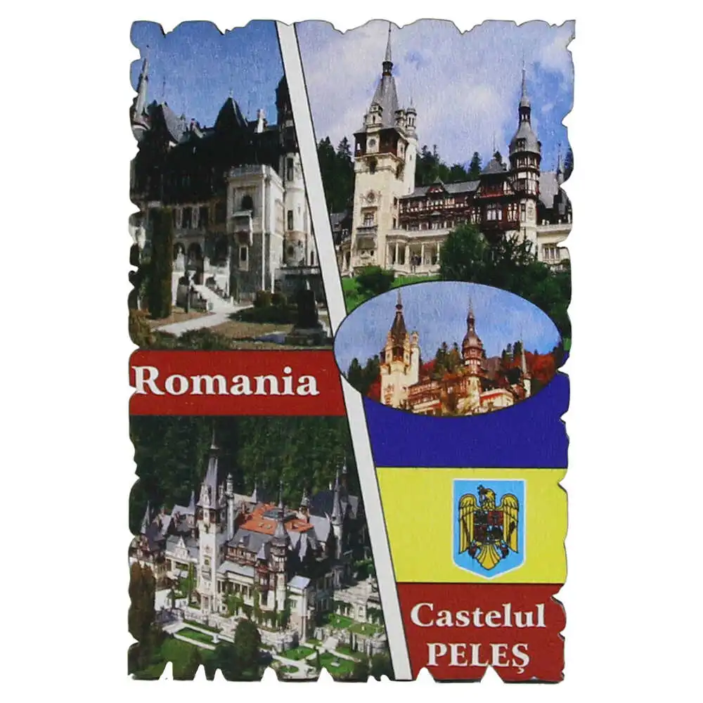 Casă și decorațiuni - Magnet frigider din lemn 6x9 cm Castelul Peles