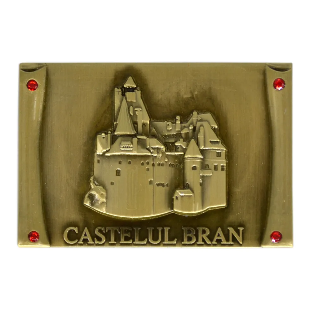 Magneți - Magnet frigider metal Castelul Bran 6x4 cm