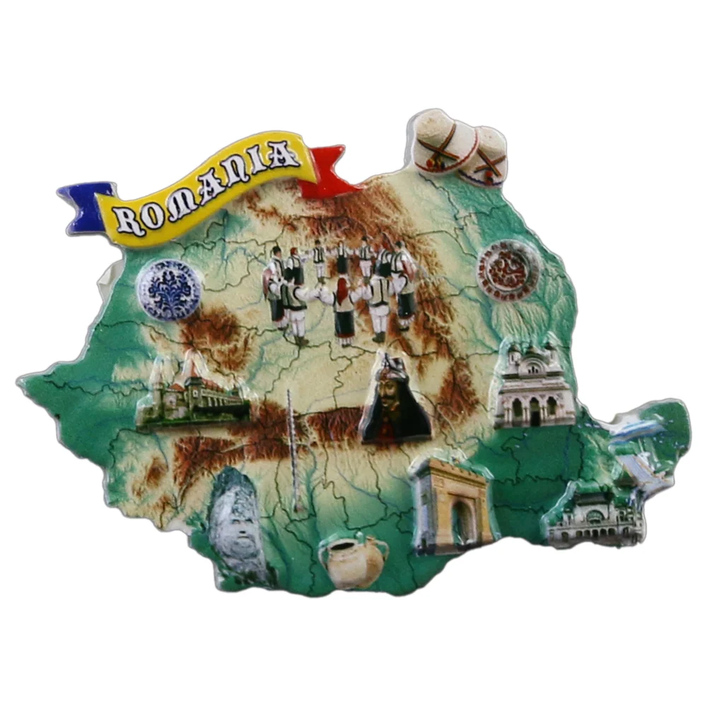 Casă și decorațiuni - Magnet frigider din rasina 7.5x5.5 cm Harta Romaniei