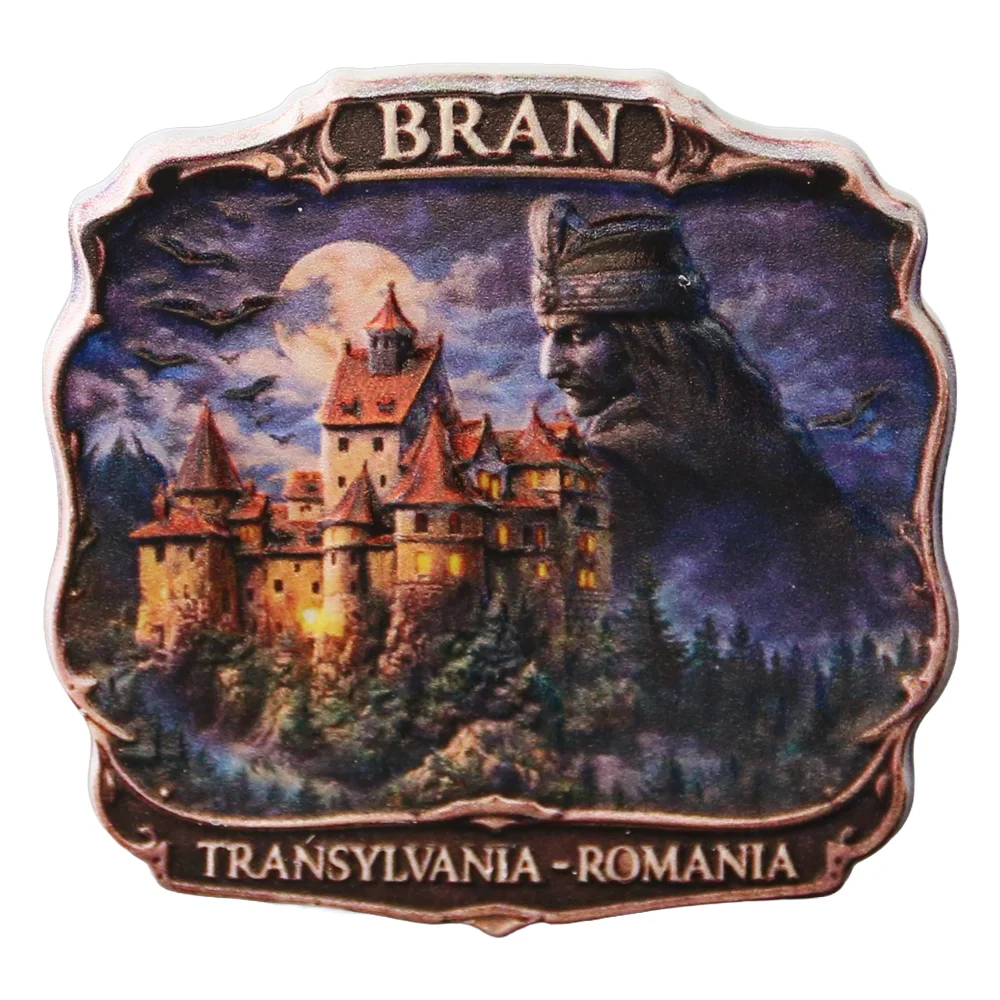 Casă și decorațiuni - Magnet de frigider din rasina Bran Transylvania Romania 7 x 6.5 cm