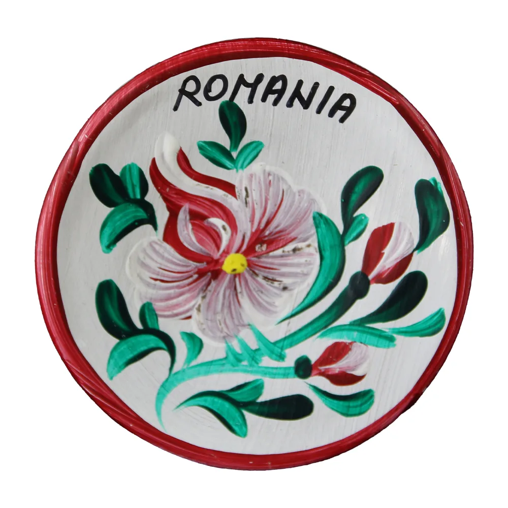 Magnet frigider farfurie ceramica Romania pictat manual 6cm [6]