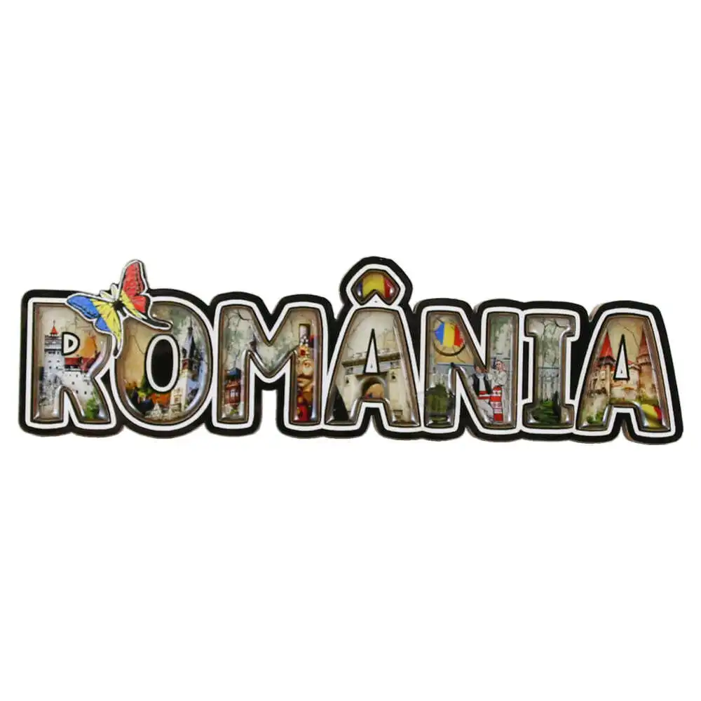Casă și decorațiuni - Magnet frigider lemn 14x4 cm Romania