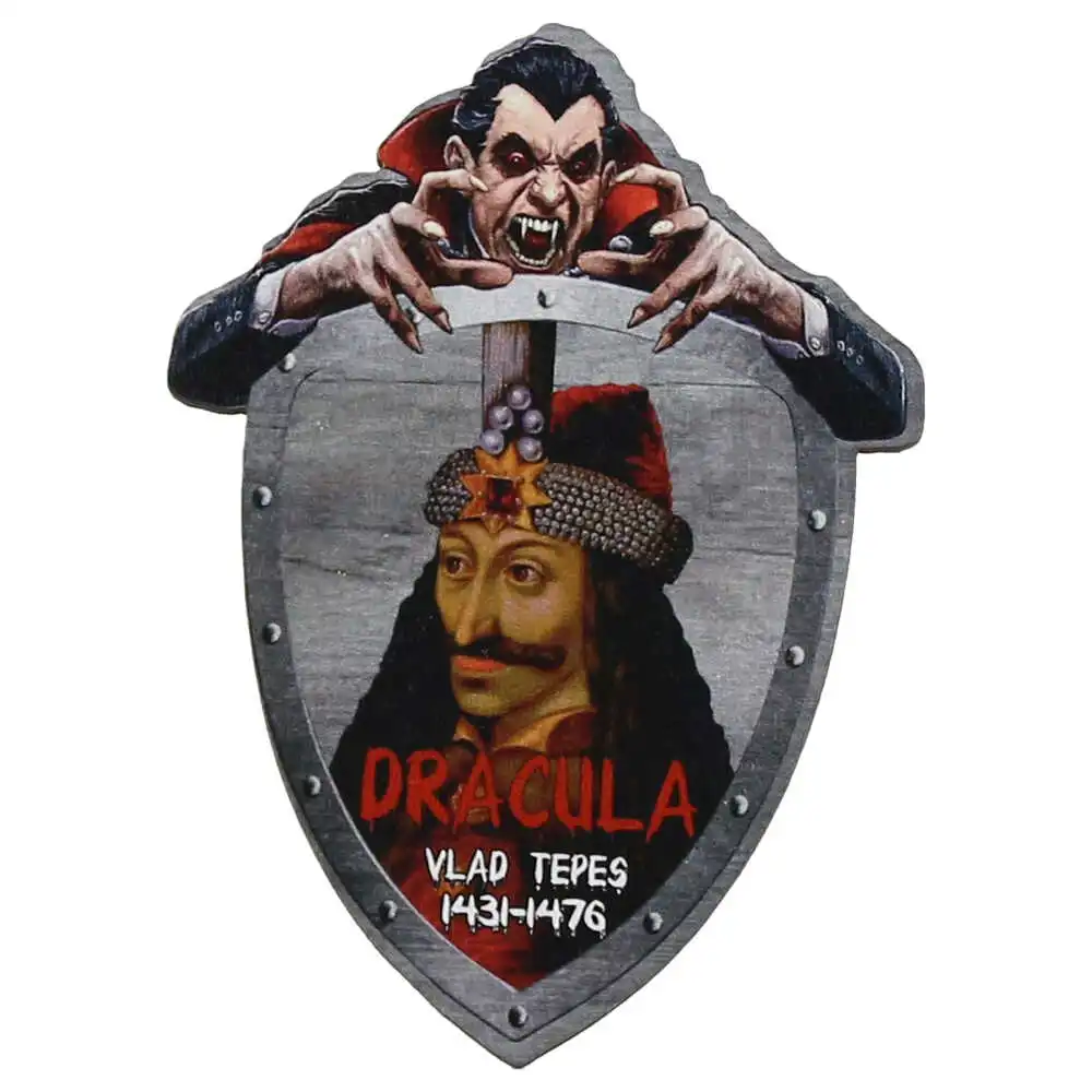 Casă și decorațiuni - Magnet frigider lemn 7x9 cm Vlad Tepes/Dracula
