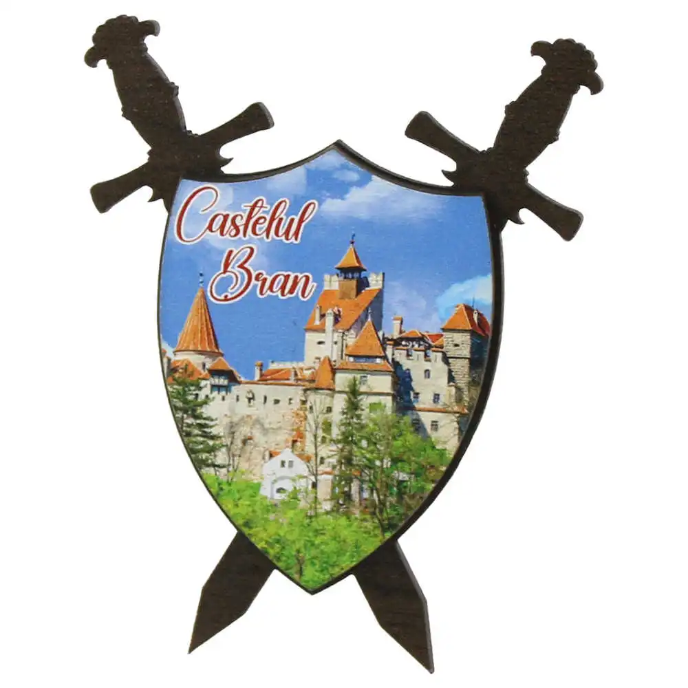 Casă și decorațiuni - Magnet frigider din lemn 8x9 cm Castelul Bran