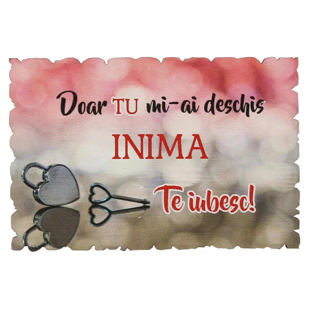 Noutăți Librăria Compas - Magnet frigider lemn Doar tu mi-ai deschis inima 9x6 cm