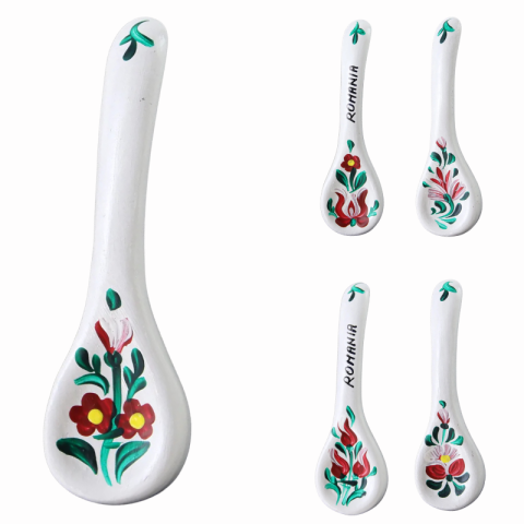 Casă și decorațiuni - Magnet frigider lingurita ceramica pictat manual Romania 10 cm