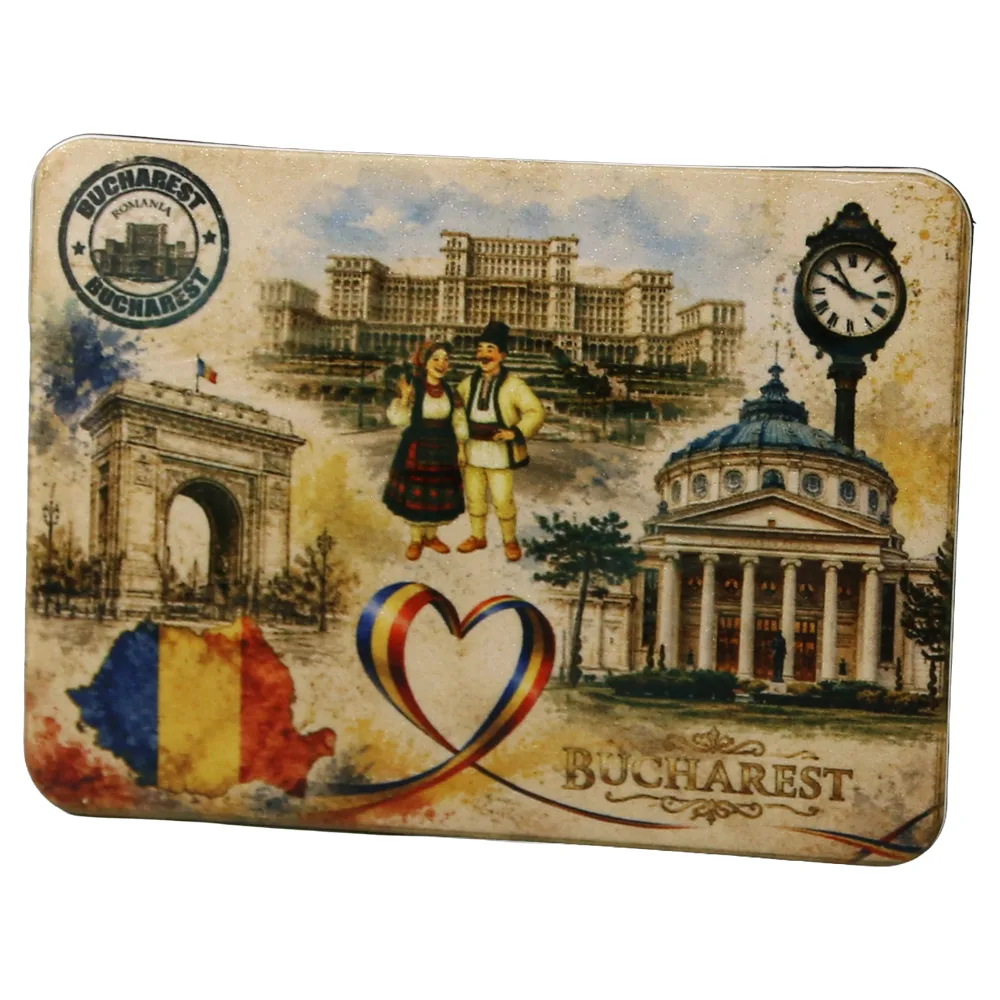 Casă și decorațiuni - Magnet frigider din plastic Bucharest vintage 7.5 x 5.5 cm