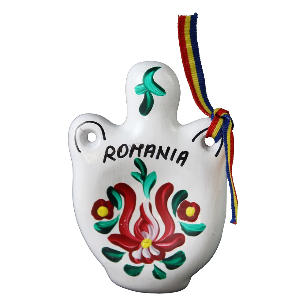 Magnet frigider plosca ceramica pictat manual Romania 6.5 cm [4]