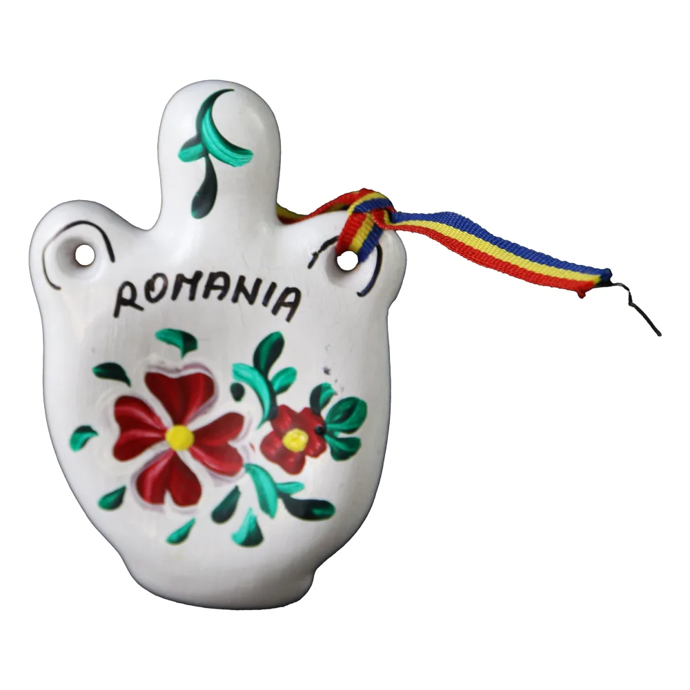 Magnet frigider plosca ceramica pictat manual Romania 6.5 cm [2]