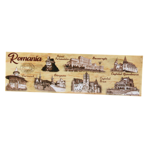 Casă și decorațiuni - Magnet de frigider suvenir din plastic „Romania” 17x5 cm Castele