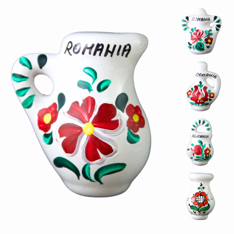 Casă și decorațiuni - Magnet frigider ulcior ceramica pictat manual Romania 5 cm