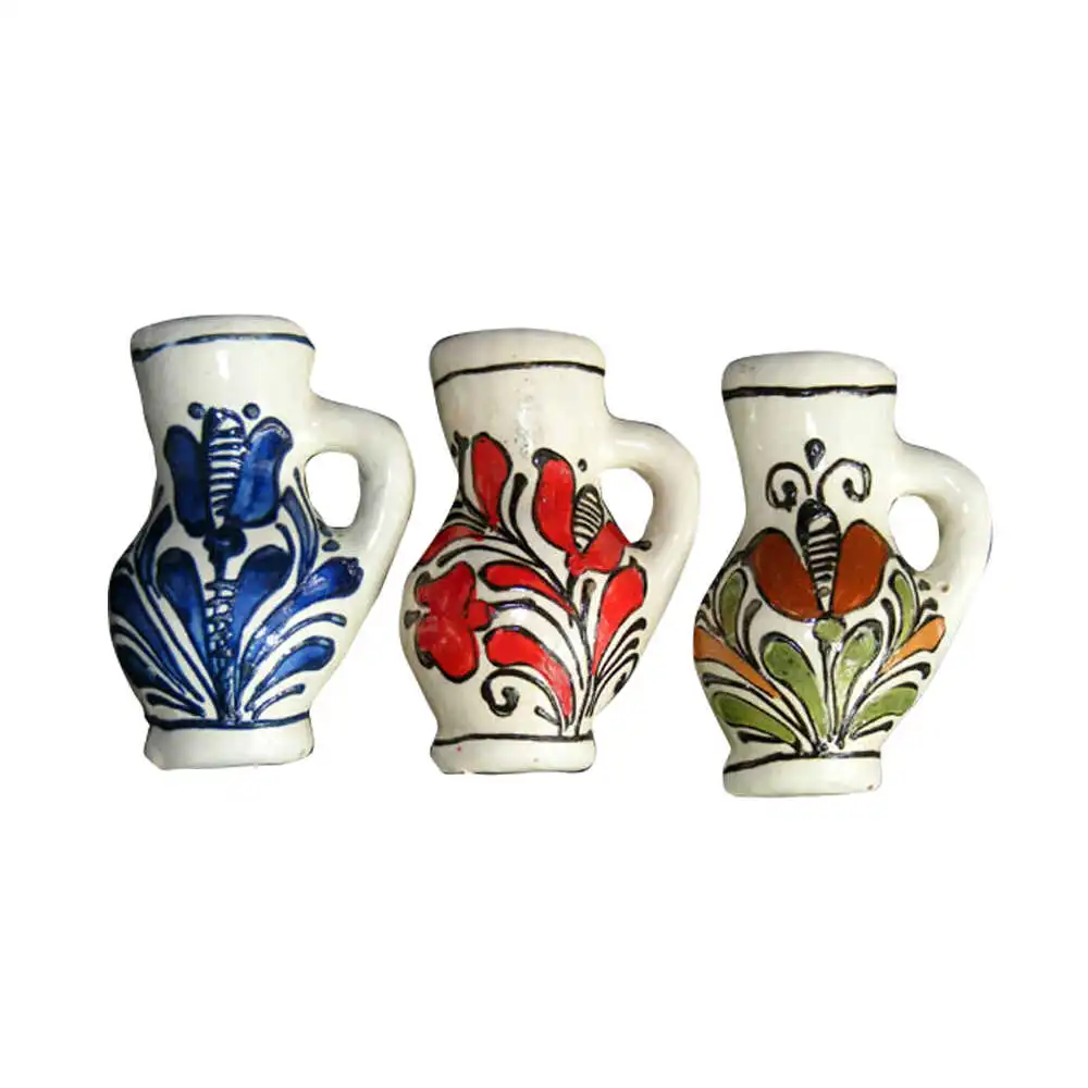 Casă și decorațiuni - Magnet frigider canceu ceramica pictat manual 6 cm motive populare