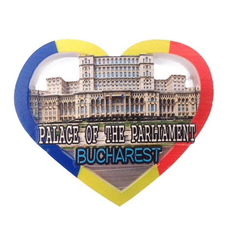 Casă și decorațiuni - Magnet rasina inima Palatul Parlamentului 7x7 cm
