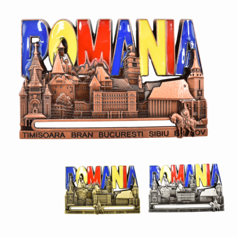 Magneți - Magnet cu locații Romania 8x5 cm culori diferite