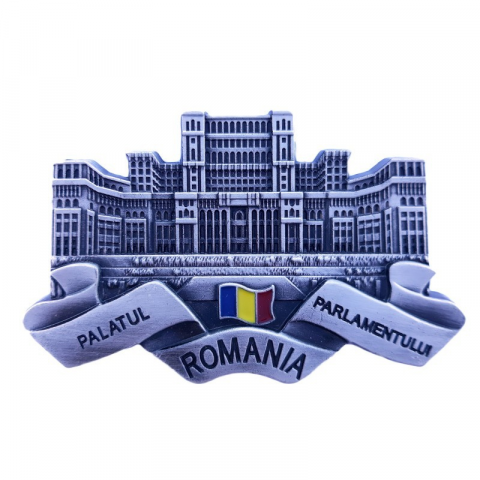 Souvenir România - Magnet metalic 9x6 cm Palatul Parlamentului