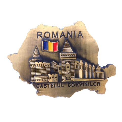 Noutăți Librăria Compas - Magnet metalic 8x6 cm harta Castelul Corvinilor