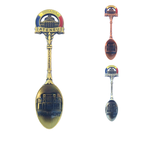 Souvenir România - Magnet metalic lingurita Bucuresti 3x11 cm