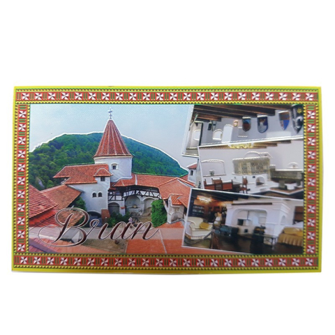Magnet din plastic metalizat Castelul Bran 10x6 cm modele diferite [3]