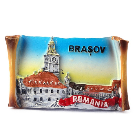 Souvenir România - Magnet papirus Piata Sfatului Brasov 8x5 cm