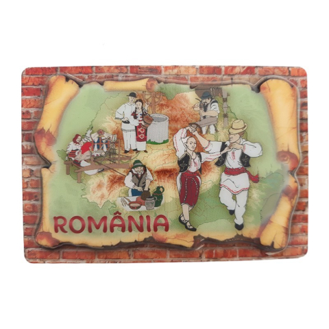 Souvenir România - Magnet papirus traditii romanesti 9x6 cm