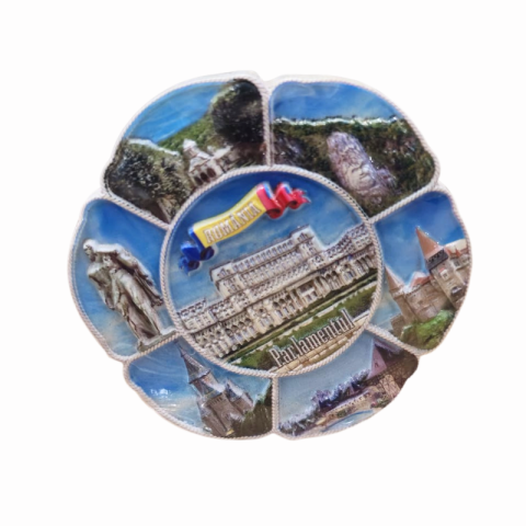 Souvenir România - Magnet Romania forma de floare 7 cm
