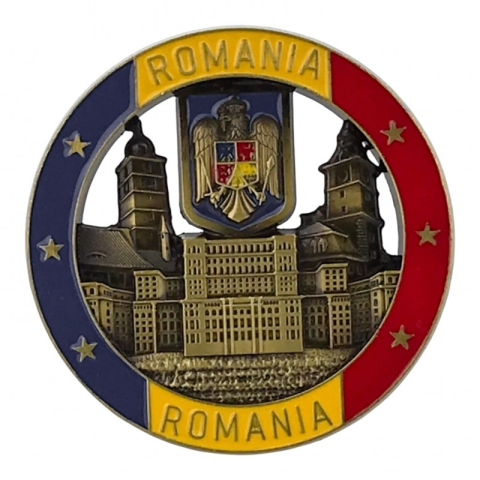Casă și decorațiuni - Magnet metalic 7x7 cm Romania