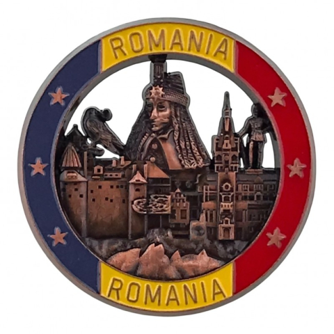 Casă și decorațiuni - Magnet metal tricolor atractii Romania