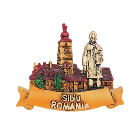 Noutăți Librăria Compas - Magnet frigider Sibiu Romania 7x6cm