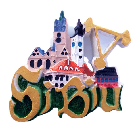 Souvenir România - Magnet din rasina Sibiu 7 cm