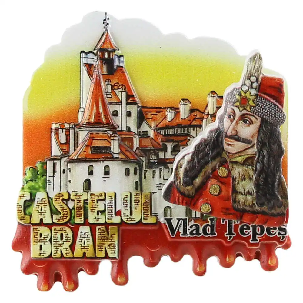 Casă și decorațiuni - Magnet frigider din rasina 7x7 cm Castelul Bran/Vlad Tepes