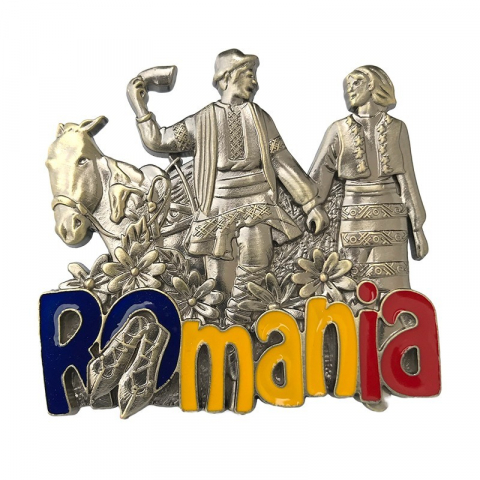 Noutăți Librăria Compas - Magnet metalic Romania 7x6 cm