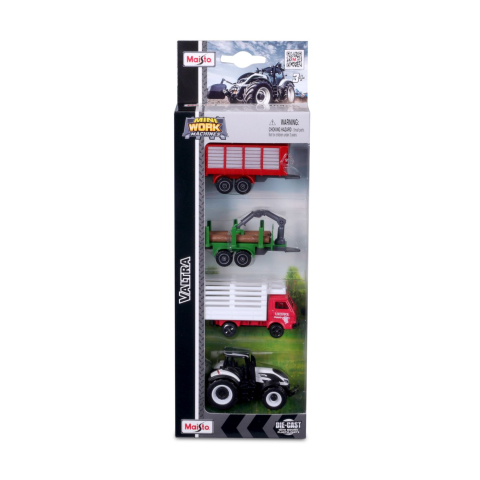Mașinuțe de jucărie - MAISTO SET 4 UTILIAJE AGRICOLE VALTRA