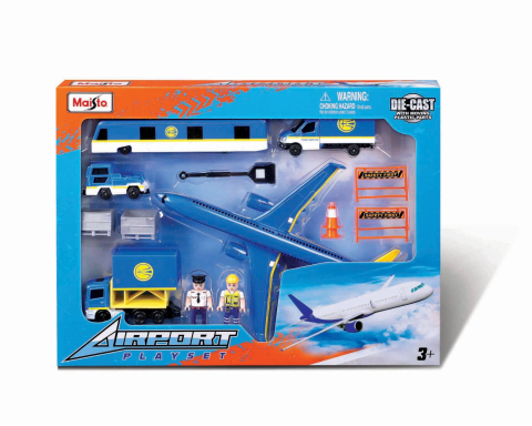 Vehicule de jucărie - MAISTO SET AEROPORT AVION ALBASTRU