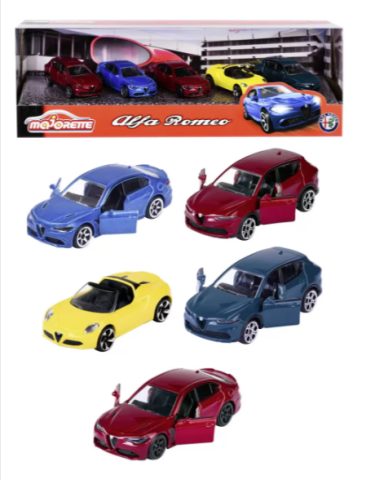 Mașinuțe de jucărie - Set 5 masinute metalice Majorette Alfa Romeo 7.5 cm