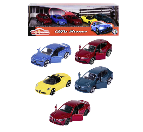 Mașinuțe de jucărie - MAJORETTE MASINUTE METALICE SET 5 MASINI ALFA ROMEO