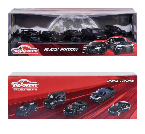Mașinuțe de jucărie - MAJORETTE SET 5 MASINUTE BLACK EDITION 2.0 GIFTPACK