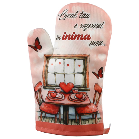Articole pentru bucătărie - Manusa de bucatarie 17x26 cm „Locul tau e rezervat in inima mea..”