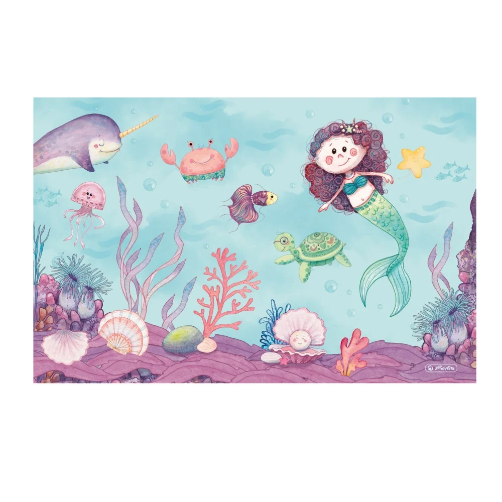 Mape și serviete - Mapa de birou 48x31 cm carton lucios laminat motiv Mermaid