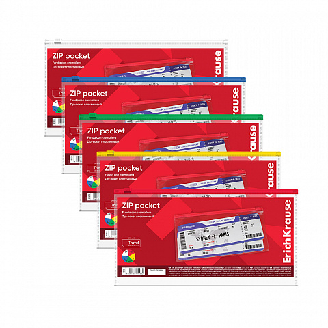 Noutăți Librăria Compas - Mapa cu fermoar ErichKrause Travel transparent 253 x 130 mm