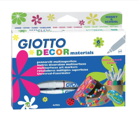 Carioci - Set 6 markere desen multisuport Decor Giotto