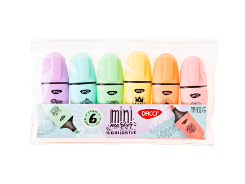Markere și textmarkere - Marker evidentiator mini pastel set 6 Daco