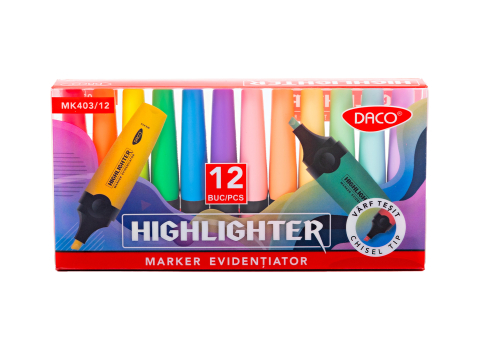 Textmarker - Marker evidentiator 12/set varf tesit Daco