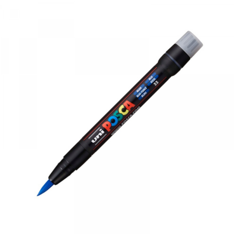 Noutăți Librăria Compas - Marker pensula Uni Posca brush pcf-350 albastru 1.0-10.0mm