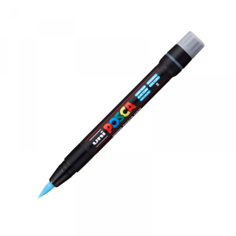 Noutăți Librăria Compas - Marker pensula Uni Posca brush pcf-350 albastru deschis 1.0-10.0mm