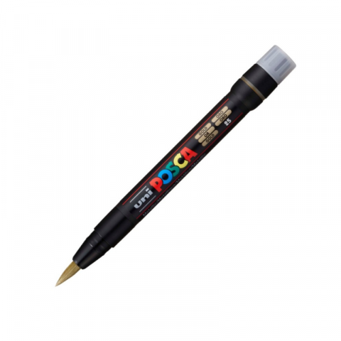 Noutăți Librăria Compas - Marker pensula Uni Posca brush pcf-350 auriu