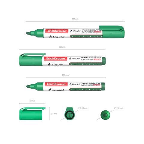Marker pentru tabla alba cu cerneala lichida ErichKrause Liquid LW-600 culoare verde [3]
