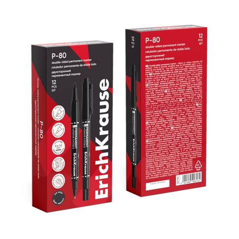 Marker permanent Double ErichKrause P-80 varf 0.4 si 1.5 mm culoare negru [2]