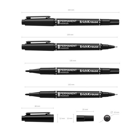 Marker permanent Double ErichKrause P-80 varf 0.4 si 1.5 mm culoare negru [3]
