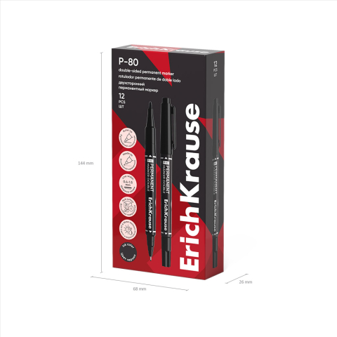 Marker permanent Double ErichKrause P-80 varf 0.4 si 1.5 mm culoare negru [4]